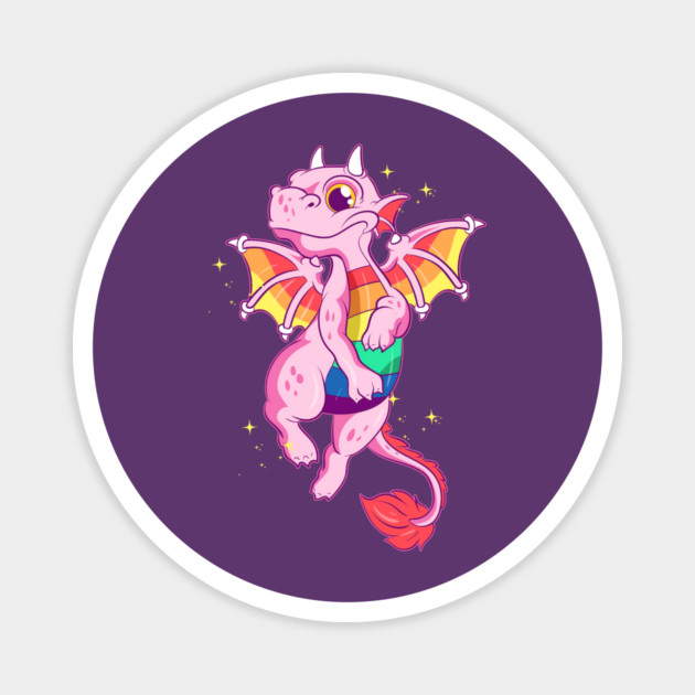 Gay Rainbow Dragon Equality Pride Funny Gift Magnet by creative