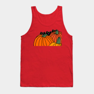 Fall Season Three Cute Cats Three Pumpkins Tank Top