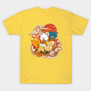 Kawaii Cats Ramen Noodles Funny Japanese Anime And Neko Fan T-Shirt