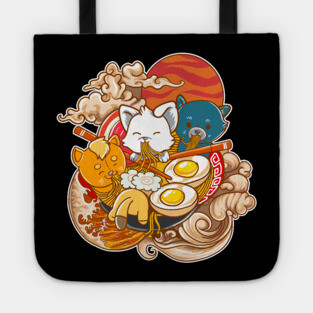 Kawaii Cats Ramen Noodles Funny Japanese Anime And Neko Fan Tote