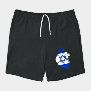 Anatomical heart design, Israel flag Shorts