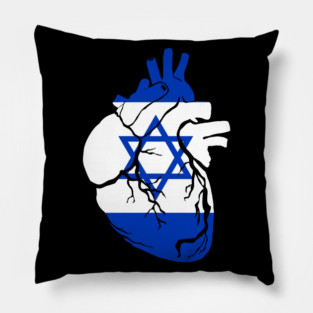 Anatomical heart design, Israel flag Pillow