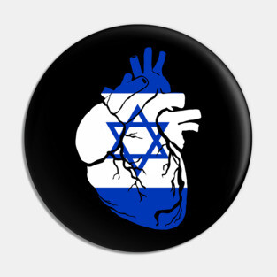 Anatomical heart design, Israel flag Pin
