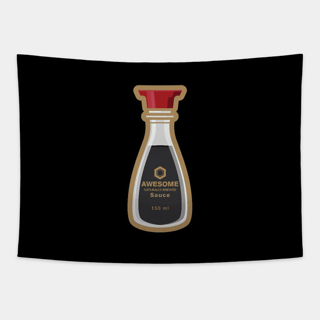 Awesome Sauce Soy Bottle Shirt – Funny Asian Foodie Tee Tapestry by JSNDMPSY