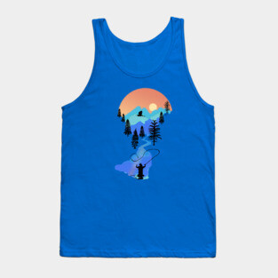 Fly Fishing Mountain Sunset by TeeCreations Tank Top