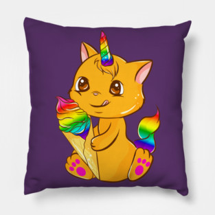 Rainbow Pride Caticorn Kawaii Anime with Ice cream Pillow