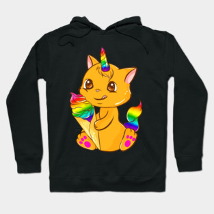 Rainbow Pride Caticorn Kawaii Anime with Ice cream Hoodie