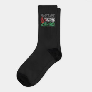Palestine Flag Wordcloud - End Apartheid Free Palestine Socks