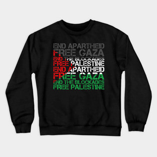Palestine Flag Wordcloud - End Apartheid Free Palestine Crewneck Sweatshirt