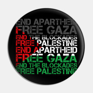 Palestine Flag Wordcloud - End Apartheid Free Palestine Pin