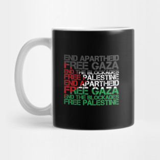 Palestine Flag Wordcloud - End Apartheid Free Palestine Mug