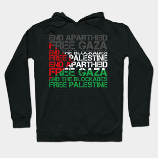Palestine Flag Wordcloud - End Apartheid Free Palestine Hoodie