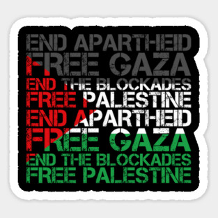 Palestine Flag Wordcloud - End Apartheid Free Palestine Sticker