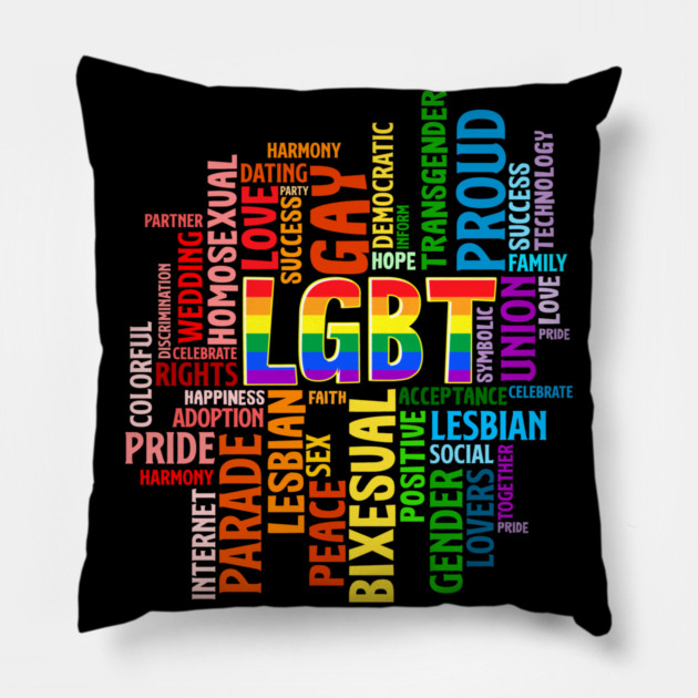 LGBTQ Awareness Word Cloud Pride Equality Gift Pillow by creative