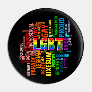 LGBTQ Awareness Word Cloud Pride Equality Gift Pin