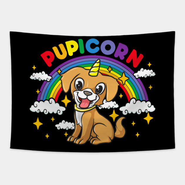 Gay Pride Rainbow Pupicorn Funny Puppy Unicorn Gift Tapestry by creative