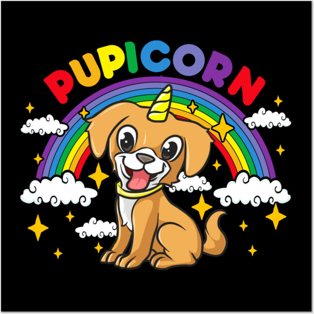 Gay Pride Rainbow Pupicorn Funny Puppy Unicorn Gift Wall Art by creative