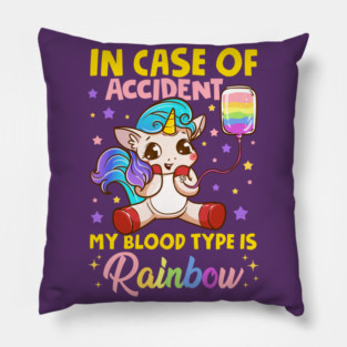 Pride Rainbow Unicorn in Case of Accident Funny Gift Pillow