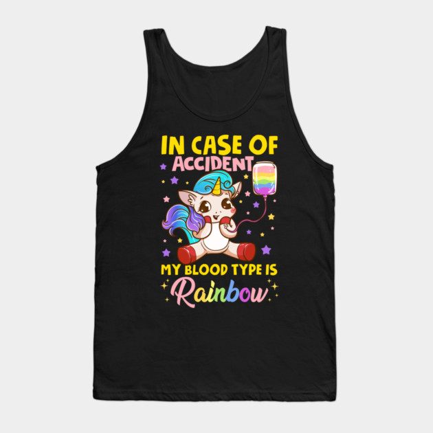 Pride Rainbow Unicorn in Case of Accident Funny Gift Tank Top by creative
