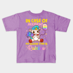 Pride Rainbow Unicorn in Case of Accident Funny Gift Kids T-Shirt
