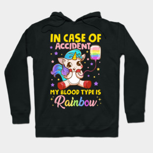 Pride Rainbow Unicorn in Case of Accident Funny Gift Hoodie