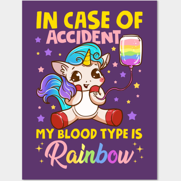 Pride Rainbow Unicorn in Case of Accident Funny Gift Wall Art by creative