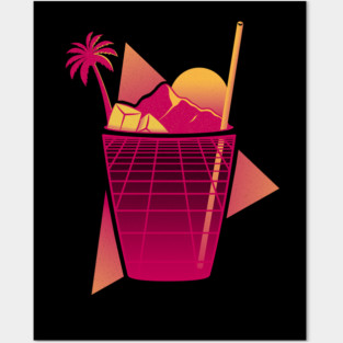 Retrowave Cocktail Posters and Art