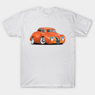 Custom '39 Orange Hot Rod Cartoon T-Shirt