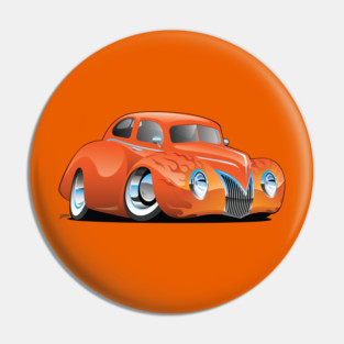 Custom '39 Orange Hot Rod Cartoon Pin