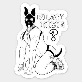 Pup Brick (Teddy Bryce) - black and white Sticker