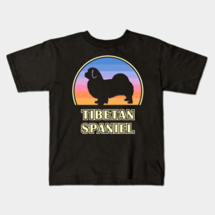 Tibetan Spaniel Vintage Sunset Dog Kids T-Shirt