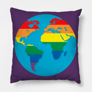 Pride Rainbow World Colorful Globe Gift Pillow