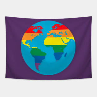Pride Rainbow World Colorful Globe Gift Tapestry