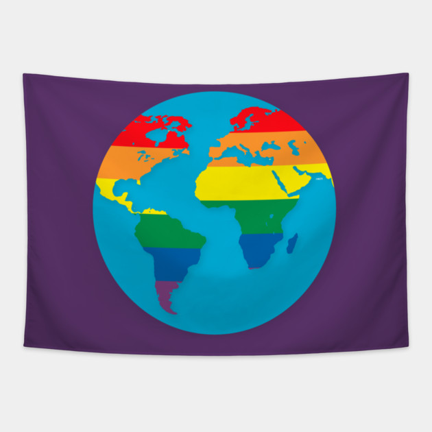 Pride Rainbow World Colorful Globe Gift Tapestry by creative