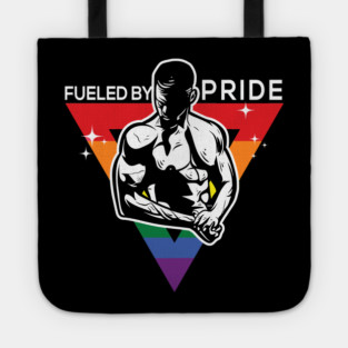 Fueled by Pride Gay Pride Guy in Rainbow Triangle Gift Tote
