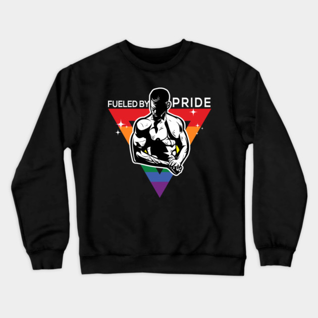 Fueled by Pride Gay Pride Guy in Rainbow Triangle Gift Crewneck Sweatshirt by creative