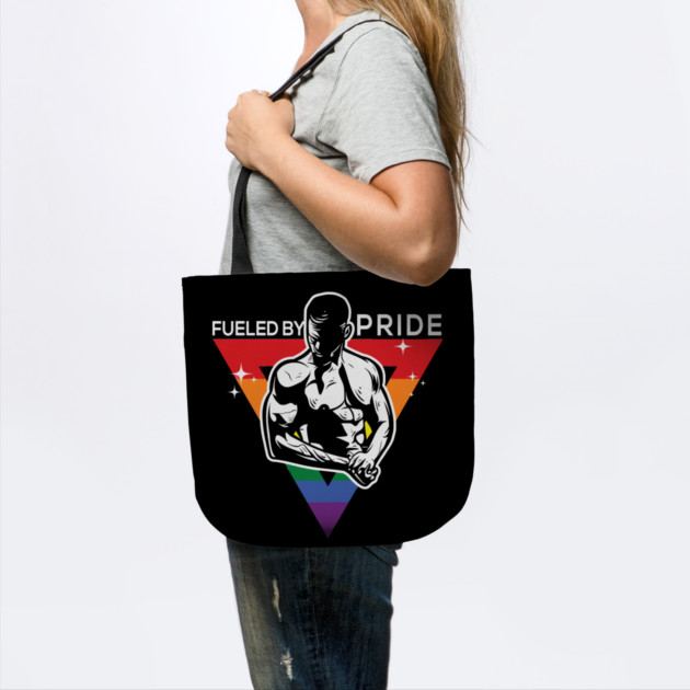 Fueled by Pride Gay Pride Guy in Rainbow Triangle Gift by creative