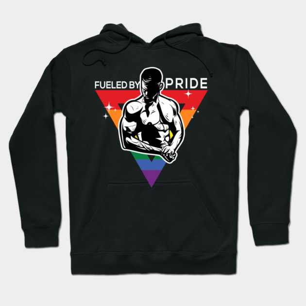 Fueled by Pride Gay Pride Guy in Rainbow Triangle Gift Hoodie by creative