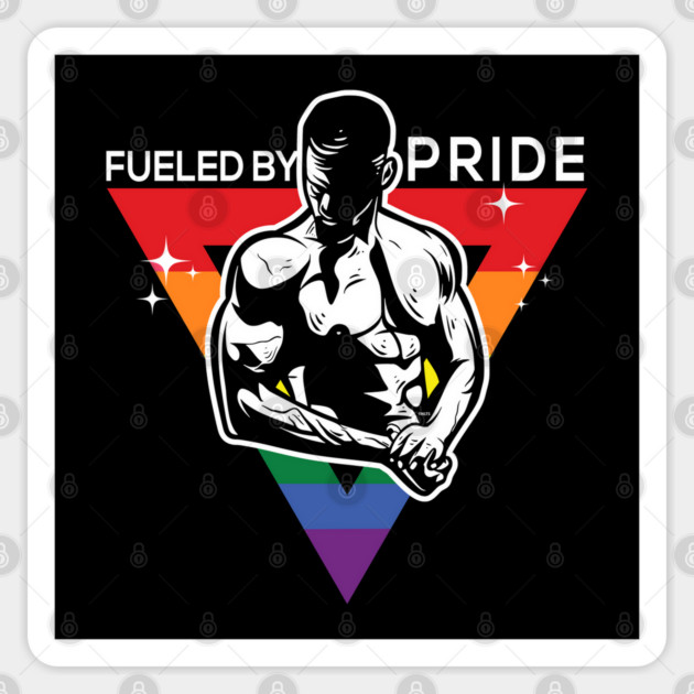 Fueled by Pride Gay Pride Guy in Rainbow Triangle Gift Sticker by creative