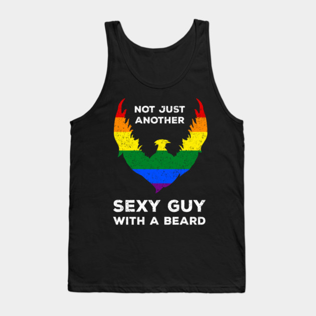 Not Just Another Sexy Guy with a Beard Rainbow Flag Funny Gay Pride Tank Top by creative