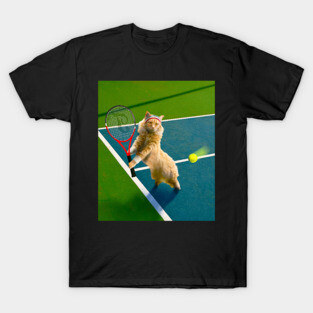 Maine Coon Cat Playing Tennis T-Shirt