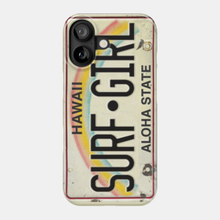 Vintage Hawaii License Plate SURF GIRL Phone Case