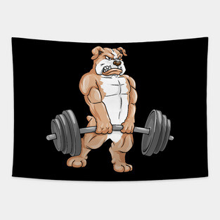 Bulldog Bodybuilder Barbell Bodybuilding Tapestry