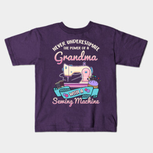 Grandma With A Sewing Machine Kids T-Shirt