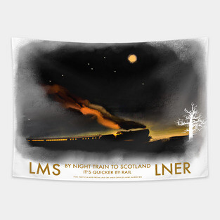 Gorgeous Old LMS LNER Steam Train Poster Tapestry