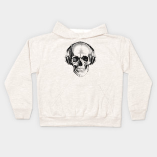 Skull with headphones Kids Hoodie