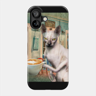 Sphynx Hairless Cat With Coffee Phone Case