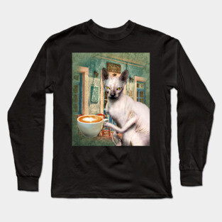Sphynx Hairless Cat With Coffee Long Sleeve T-Shirt
