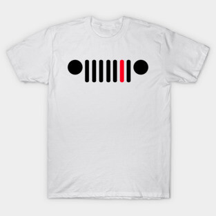 Jeep Firefighter Red Line Flag, Funny Design US Flag Gift T-Shirt