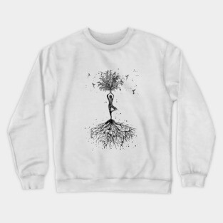 Yoga tree with hummingbirds Crewneck Sweatshirt